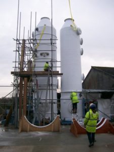 Wet scrubbing towers for flue gas desulphurisation ERG Plastic Fabrication